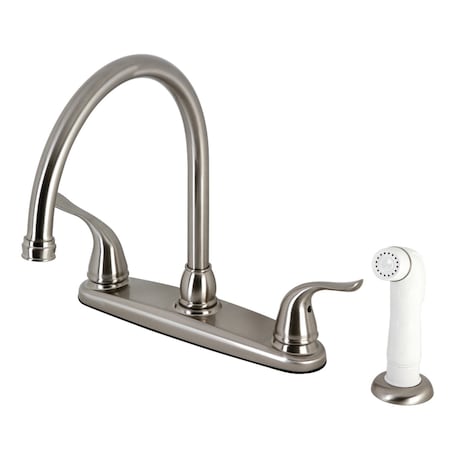 Kingston Brass KB798YL Yosemite 8" Centerset Kitchen Faucet W/ Sprayer, Brushed Nickel KB798YL